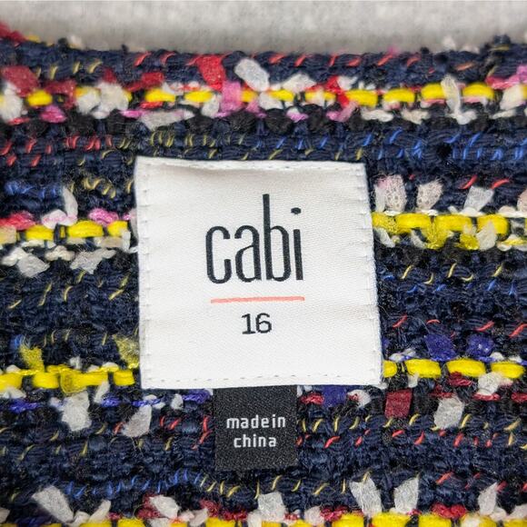 CAbi Headline Topper Jacket Size 16 Multicolor Striped Tweed Bouclé Knee Length - Picture 9 of 14